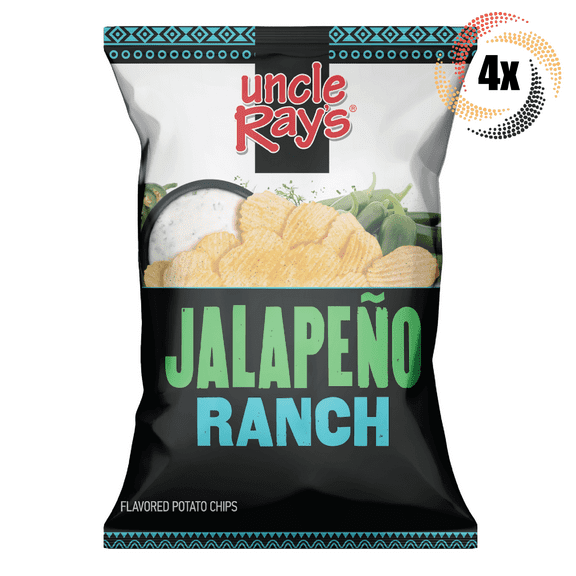 4x Bags Uncle Ray's Jalapeno Ranch Flavored Potato Chips | 3oz | Fast Shipping