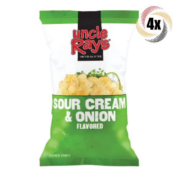 4x Bags Uncle Ray's Sour Cream & Onion Flavor 4.5oz | Official MLB Chips