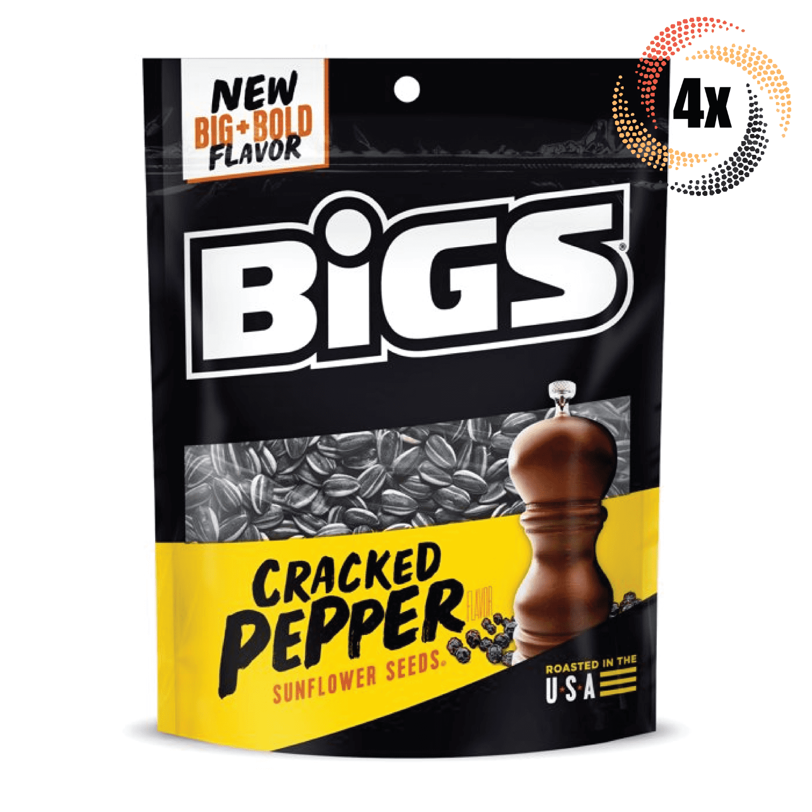4x Bigs Cracked Pepper Flavor Sunflower Seed Bags 5.35oz New Big & Bold