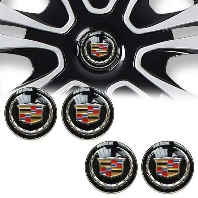4-Pack Car Wheel Center Cap Stickers - 2.22 Inch (56mm) ABS Material Logo Emblem, Chrome Finish