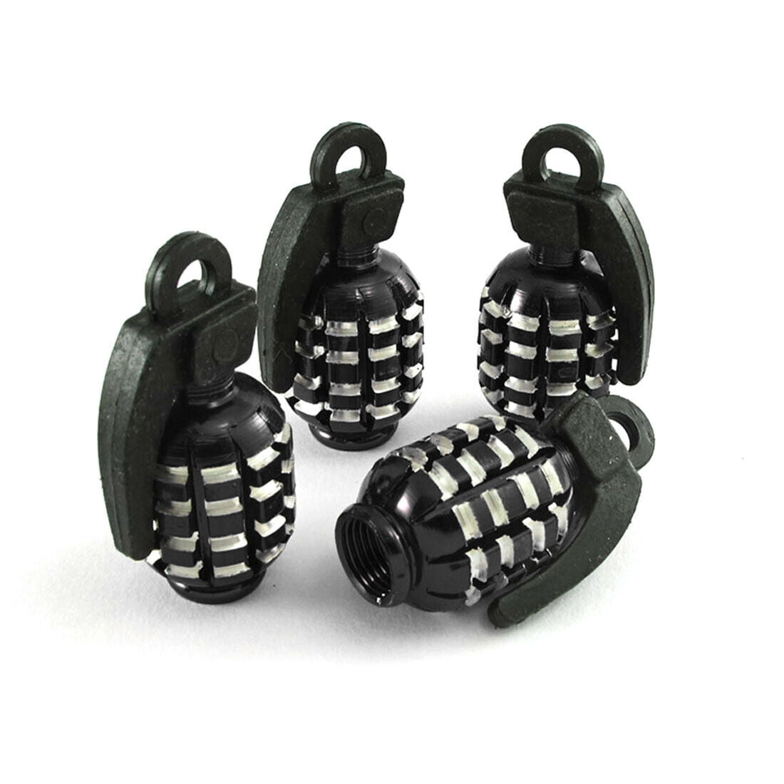 4x Black Grenade Car Tire Valve Stem Caps Covers For Truck/Van