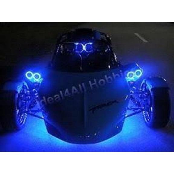 4x Blue LED Campagna T-Rex Addon Angel Eye Headlamp Headlight Halo Rings