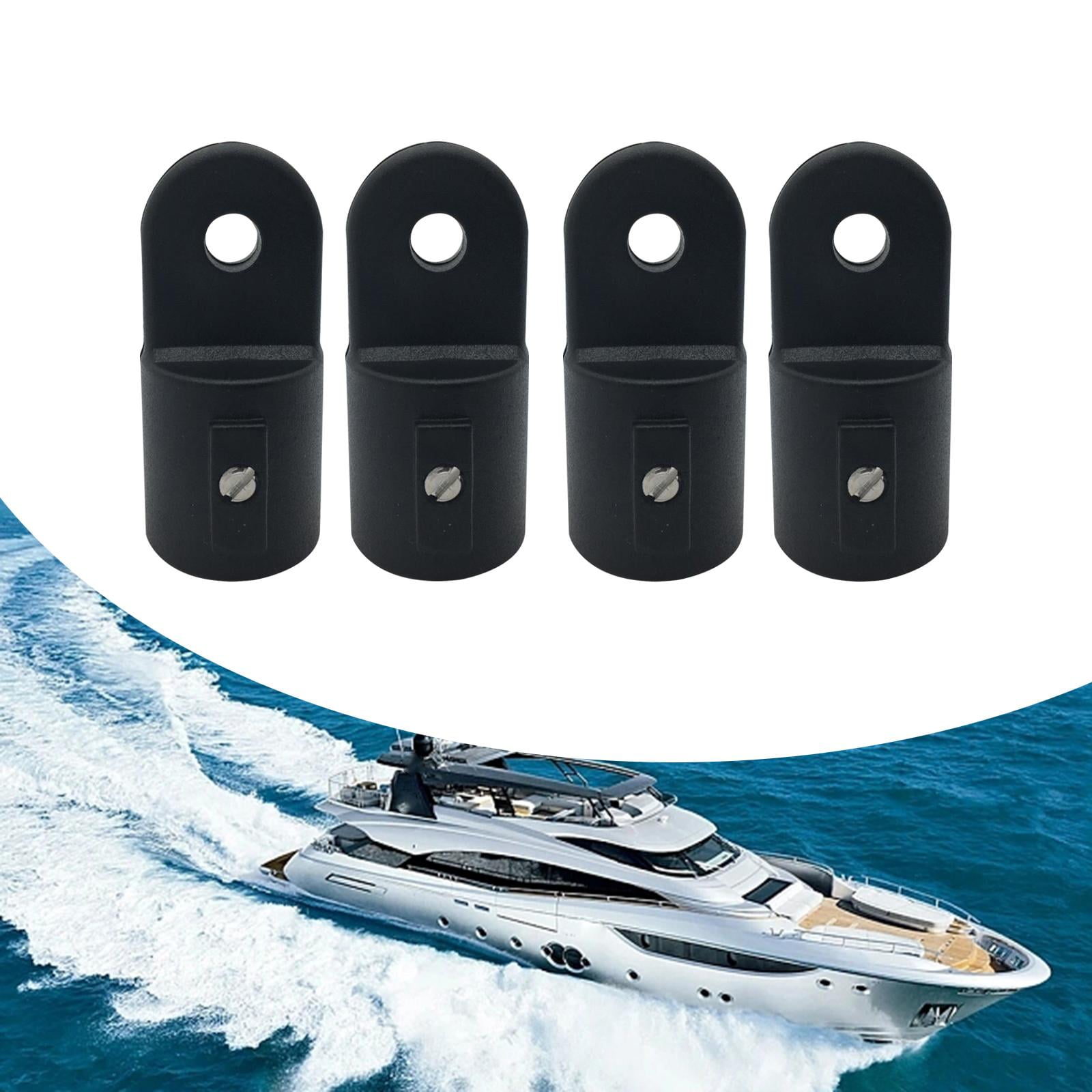 4x Boat Bimini Top Eye End 7/8 Inch, Black Nylon Cover Caps Eye End