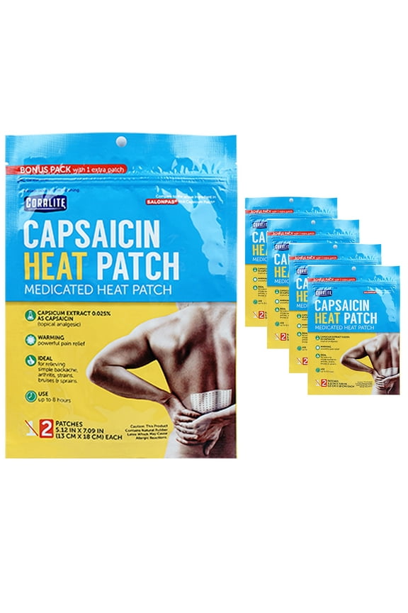 4x Capsaicin Heat Patches Topical Analgesic Medicated Back Arthritis Pain Relief