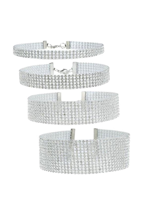 4x Choker Collar Necklace Adjustable Clear Fashion Thick for Fancy Bridal Statement