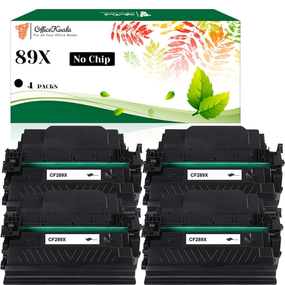 4x Compatible HP 89X Black Toner Cartridges(No Chip), 10000 Pages Yield (Replacement for OEM Part CF289X)
