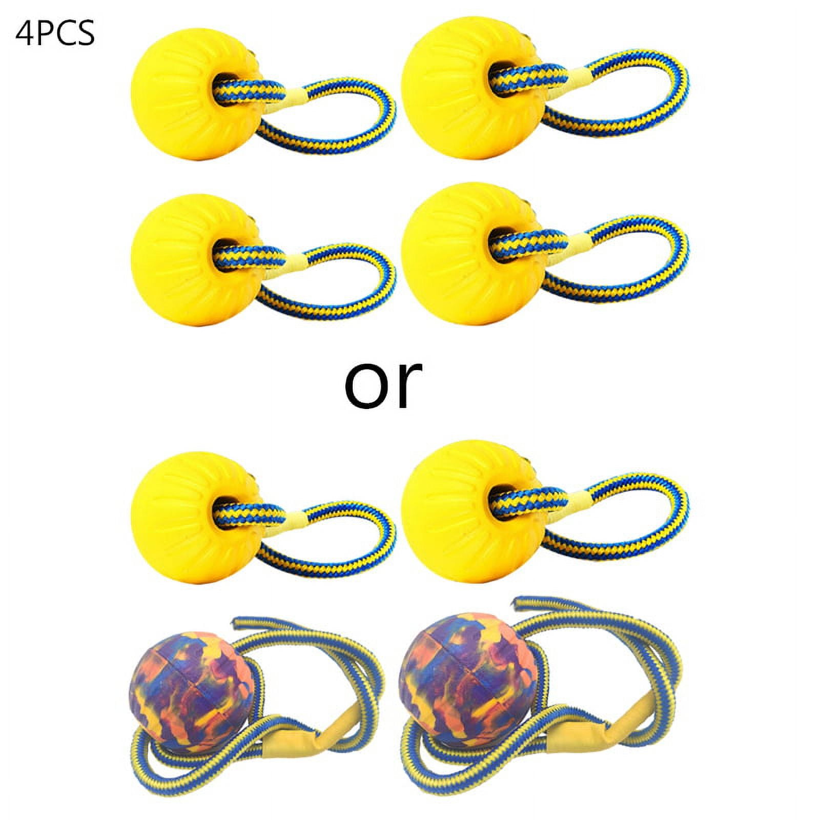 4x Dog Ball Toy with Rope Interactive Game for Dogs Fill Teething Chew Toys EVA Ball for Indoor Dogs Rope Bite Resistant