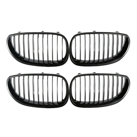 4x E60 Grill Front Kidney Sport Grilles Hood Grill for  E60 E61 M5 525I 525Xi 528I 528Xi 530I 2003-2009(Gloss Black )