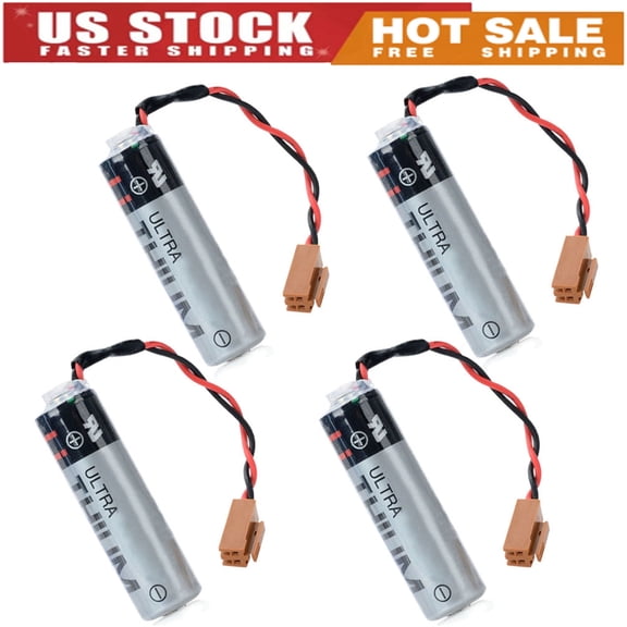 4x ER6V/3.6V 2400mAh PLC Non-rechargeable Lithium Battery Compatible for Toshiba PLC Battery for M64 System with Brown Plug