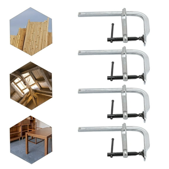 4x F Welding Clamps Drop-Forged Bar Clamp for Handle Heavy Workloads3600N Silver, Black