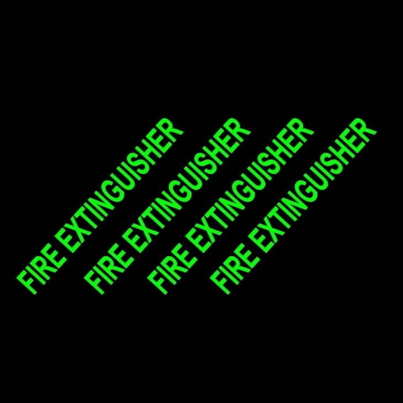 4x Fire extinguisher Vinyl Decal Sticker Luminescent Neon Glow Lime Green Industrial Grade USA-Made Wall Bumper Window Business .7.5x0.8" Each