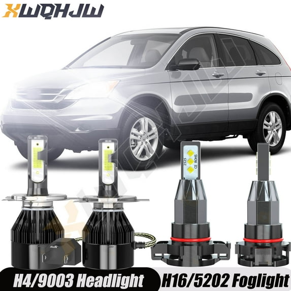 4x For Honda CR-V 2007-2014 Combo Kit H4/9003 6000K LED Headlight Hi/Low H16/5202 Fog Bulbs