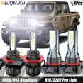 thumbnail image 1 of 4x For Jeep Gladiator 2020-2022 9008 LED Headlight Hi/Lo Beam+H16/5202 Fog Light Bulb Kit, 1 of 10