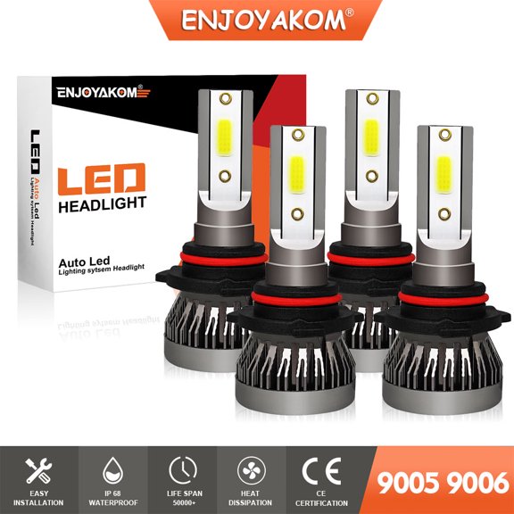 4x For Nissan Titan 2004-2015 9005 9006 LED Headlight Bulbs HB3 HB4 High Low Beam Kit 6000K White