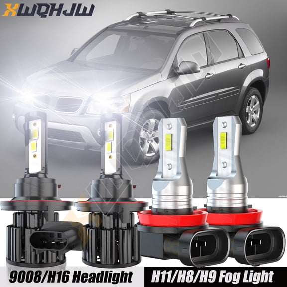 4x For Pontiac Torrent 2006-2008 2009 Car 9008/H13 LED Headlight Hi/Lo Beam H11/H8 Fog Light Bulbs