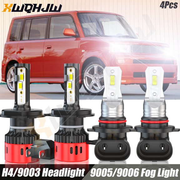 4x For Scion XB 2004 2005 2006 H4/9003+9145 LED Headlight Hi-Lo Beam + Fog Light Bulbs Kit