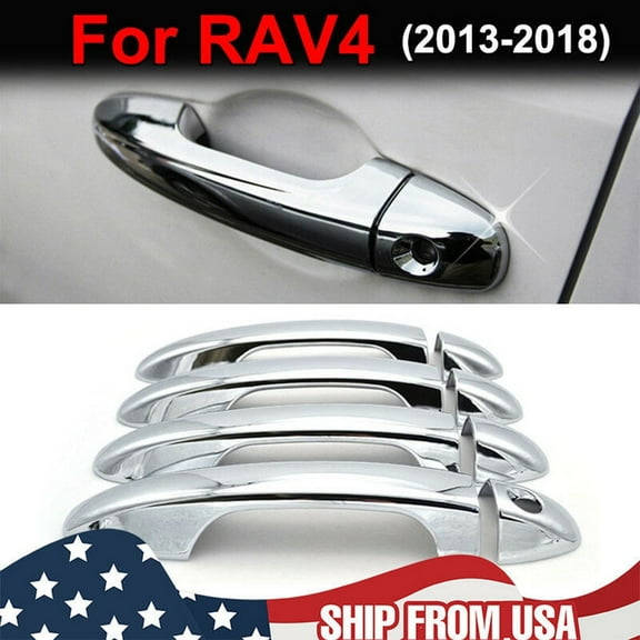 4x For Toyota Rav4 2013-2018 Chrome Side Door Handle Cover Trim Catch Molding