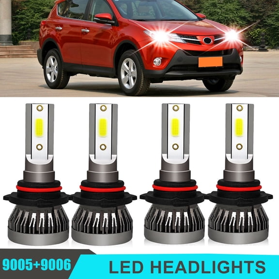 4x For VOLVO 960 1996-1998 9005 9006 LED Headlight Bulbs HB3 HB4 High Low Beam Kit 6000K White