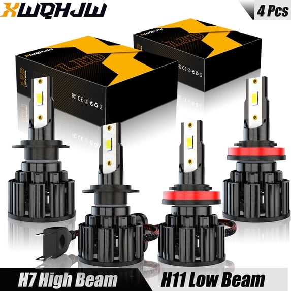 4x For Volvo S40 2008-2010 Headlights H7 H11/H8/H9 High/Low Beam Kit 6000K White