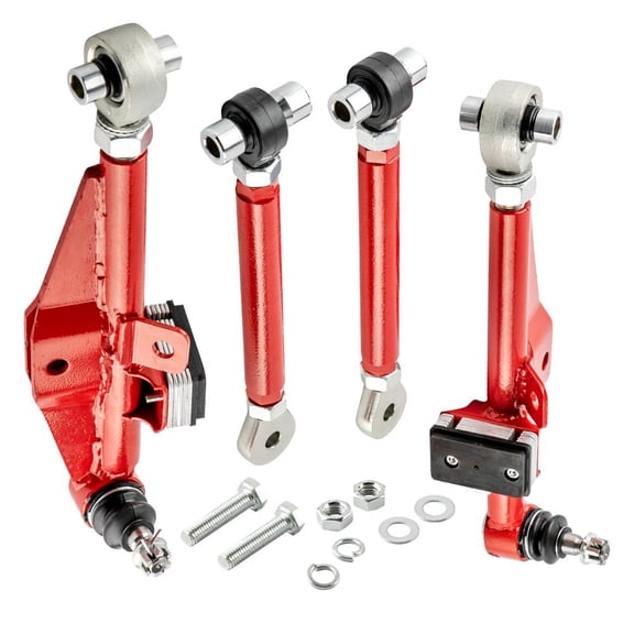 4x Front Lower Control Arms & High Angle Tension Rods for Nissan 240SX/180SX 1989-1994 - Adjustable, Rubber Bushes, Suspension Upgrade - SKU:99922918