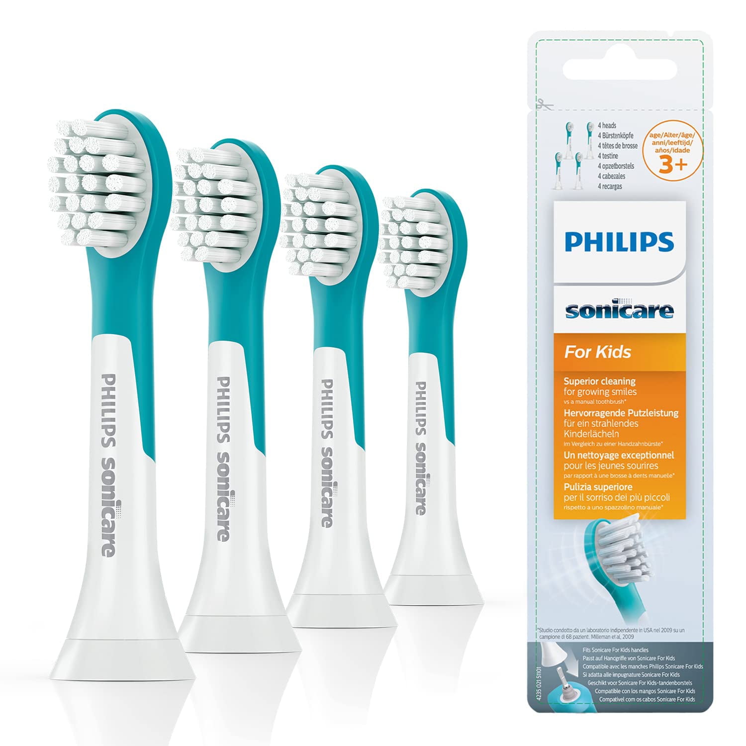 4x Genuine For Kids 3+ Compact sonic Toothbrush Heads HX6034/94