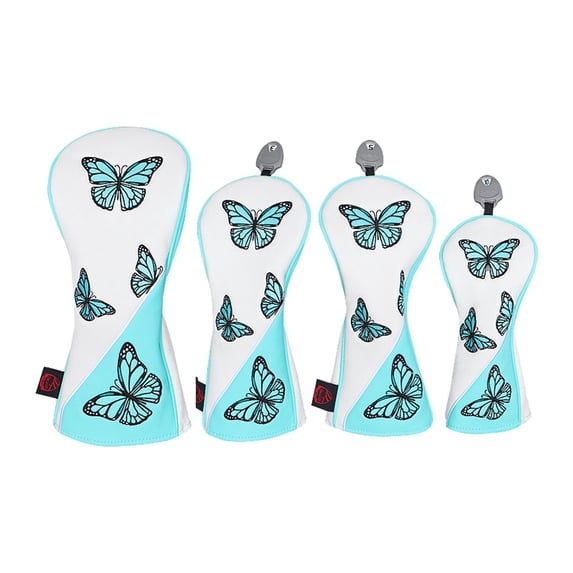 4x Golf Club Head Cover Golf Shaft Protector Professional PU Leather Durable Golf Headcovers Golf Driver Head Covers for Hybrid Fairway Wood white
