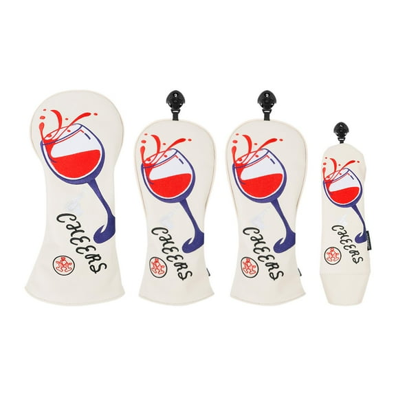 4x Golf Wood Headcover, Golf Head Covers for Golf Clubs, with Interchangeable Number Tag, for Golfer Gift Golf Training Supplies Cup White