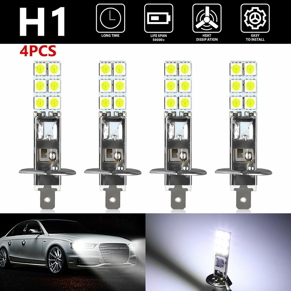 4x H1 6000K Super White DC12V-24V LED Headlight Bulbs Kit Fog Driving Light Lamp