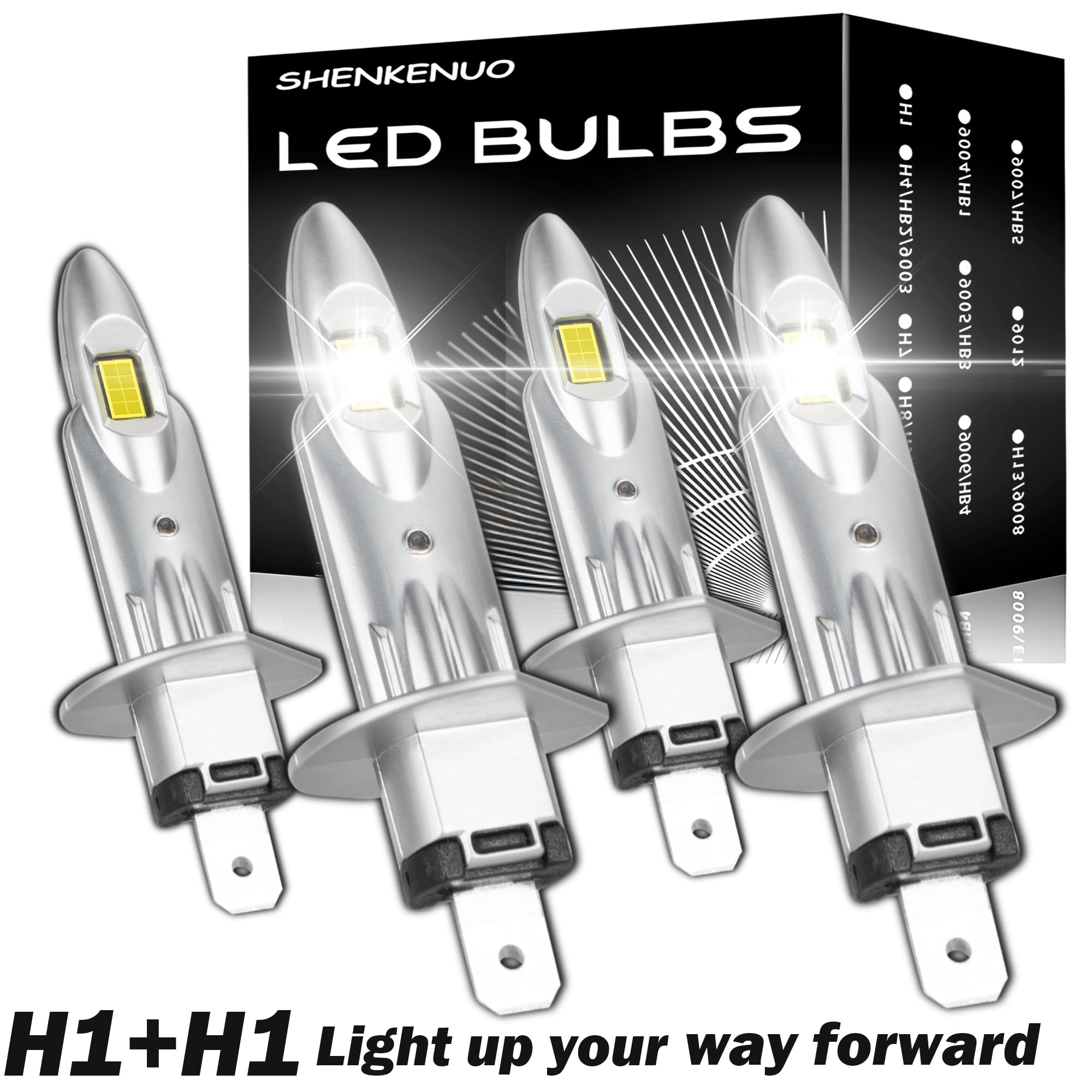 4x H1 + H1 Super Bright LED Headlight High Low Beam Combo Bulbs Kit 6500K White Bright