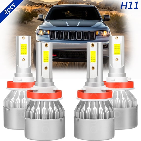 4x H11 High/Low Light for Jeep Grand Cherokee 2017-2020 LED Headlight Bulbs Super Bright White 6000K