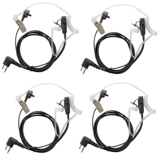 4x HQRP 2-Pin Head Set with Acoustic Tube Earpiece & Microphone for Motorola GTI, GTX, LTS-2000, VL-130