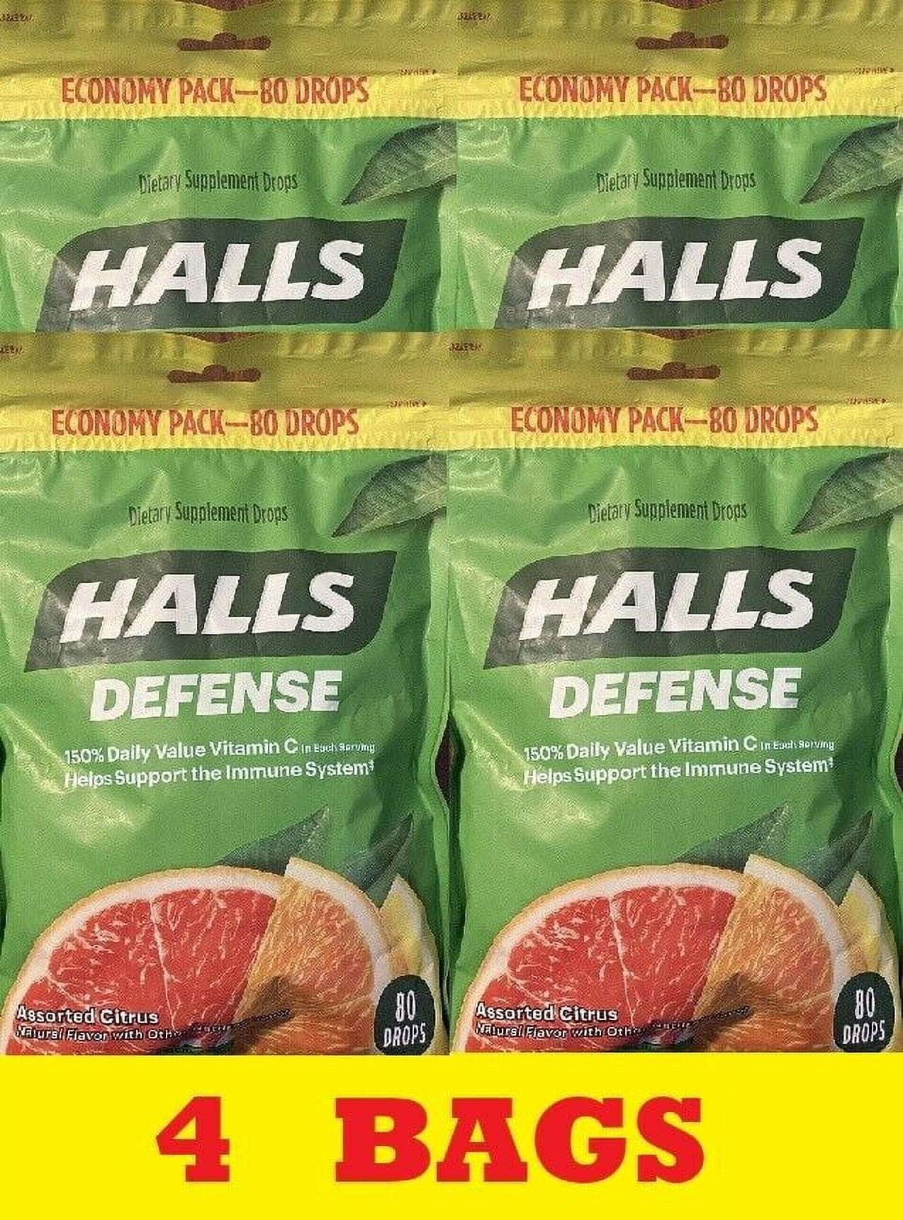 4x Halls Defense Assorted Citrus ECONOMY PACK 80 / 320 Cough Drops 4