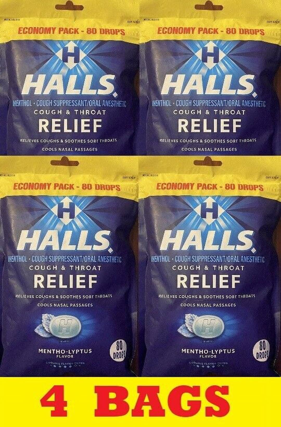 4x Halls ECONOMY PACK MenthoLyptus Cough & Throat Relief 320 Cough
