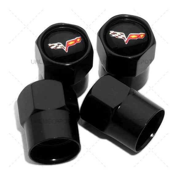 4x Hex Fit Corvette C6 Car Wheel Tire Air Valve Caps Stem Dust Cover Decor Black