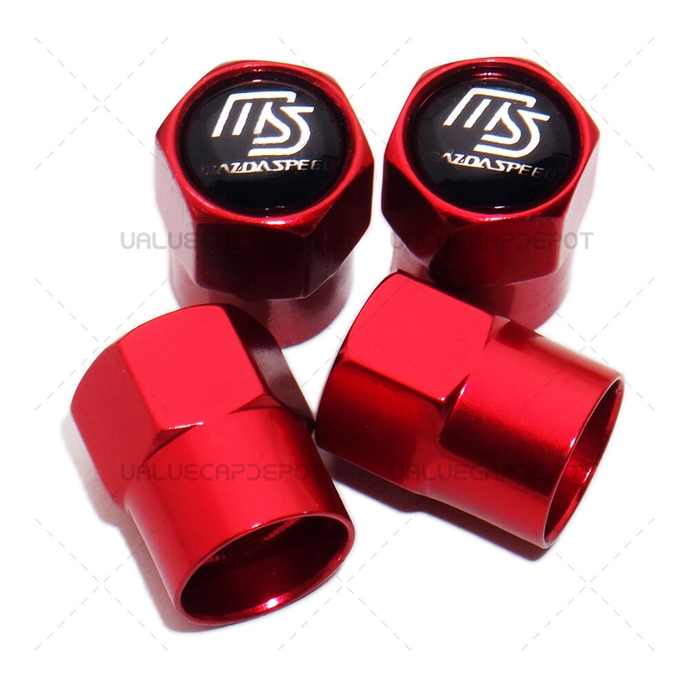 4x CapsMaster Hex Red Aluminum Tire Valve Caps – Fits McLaren & Universal