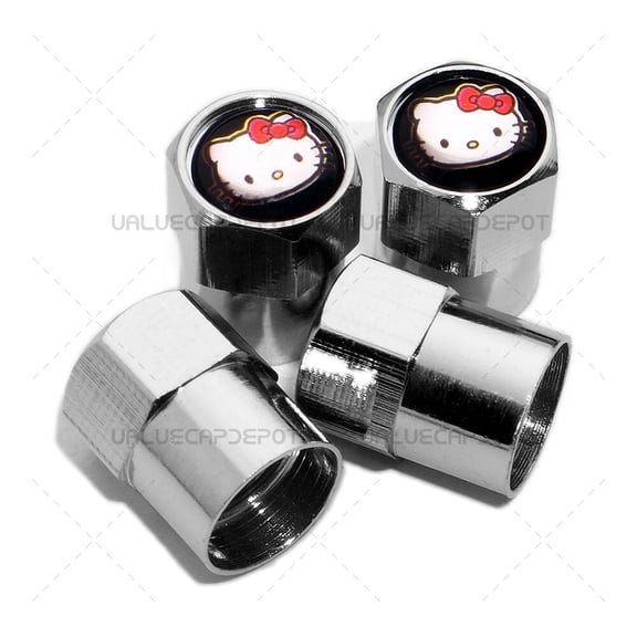 4x Hex Hello Kitty Car Wheels Tire Air Valve Caps Stem Dust Cover Decor Silver