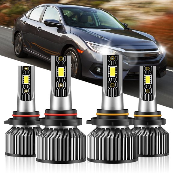 4x High Low Beam For BMW 318i/318is/318ti/323is/328is 1999-9005 9006 LED Headlight Bulbs Kit 600% 6000K Brighter White LED 9005/HB3 9006/HB4 Bulbs