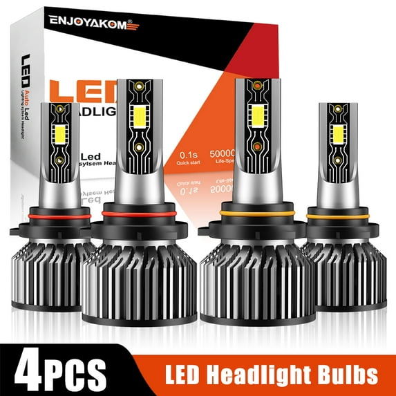 4x High Low Beam For Mazda Millenia 1995-2002-9005 9006 LED Headlight Bulbs Kit 600% 6000K Brighter White LED 9005/HB3 9006/HB4 Bulbs