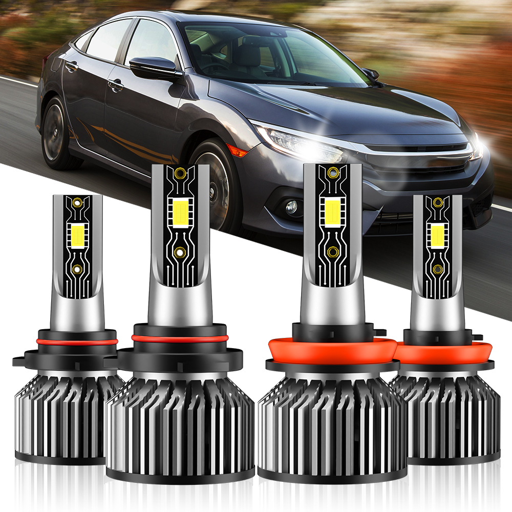 AUIMSOCO 9005/H11 LED Headlight Bulbs Combo – 8000K White, 36000LM, IP68, 4-Piece Kit
