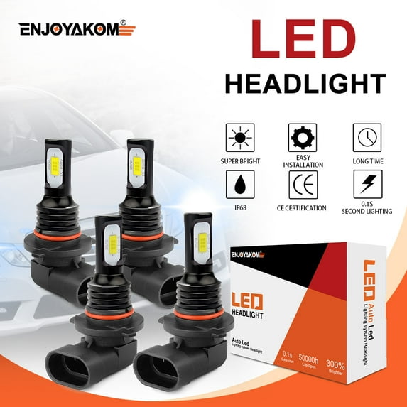 4x High Low Beam For TOYOTA Corolla 1993-1997 & 2001-2010 LED Headlight Bulbs Kit Replacement 6000K White