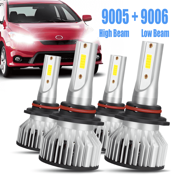 4x High Low Beam For TOYOTA Matrix 2003 2004 2005-08 LED Headlight Bulbs Kit Replacement 6000K White