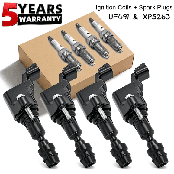 4x Ignition Coils Pack and Spark Plugs Fits Chevy Malibu Equinox HHR Buick UF491
