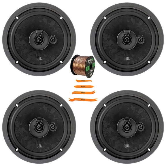 4x JBL Stage3 68MF 6.5" 560 Watt Max Power 3-Way Car Audio Speakers, 4x 6.5" Adjustable Speaker Baffle, Pry Tool Set, 50 Feet 16 Gauge Speaker Wire