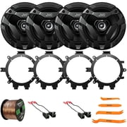 4x JVC CS-DF620 drvn DF Series 6.5" 300 Watt Max Power 2-Way Coaxial Speakers, 50 Feet 16 Gauge Speaker Wire, Pry Tool Set, 4x Speaker Wire Harness, 4x 5.25" or 6.5" Speaker Mounting Bracket Adaptor