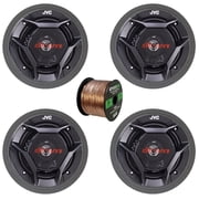 4x JVC CS-DR601C drvn DR Series 6.5" 360 Watts Max Power 2-Way Car Audio Component Speakers, 4x 6.5" Adjustable Speaker Baffle, 50 Feet 16 Gauge Speaker Wire