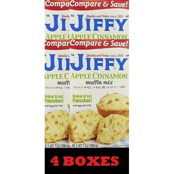 4x Jiffy APPLE CINNAMON MUFFIN Mix 7 Oz Baking - 4 BOXES BULK - 4 Count FREE SHP