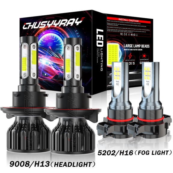 4x LED Headlights High Low Beam Fog Light Bulbs Compatible with Chevy Camaro 2010 2011 2012 2013
