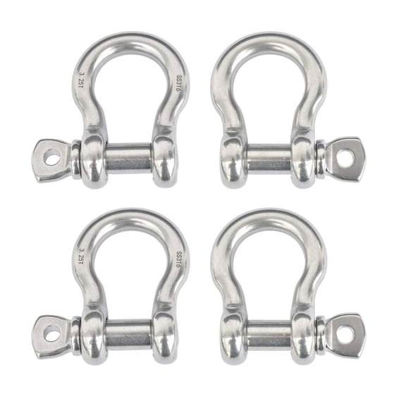 4x Marine Bow Shackle 5/8" Stainless Steel Clevis D-Ring 316 Sailboat Rigging