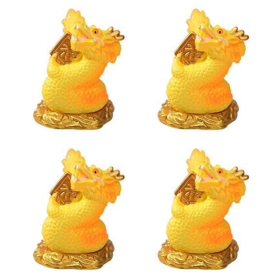 4x Mini Chinese New Year Dragon Figurines For Zodiac Statue Decor Ornament Sculpture