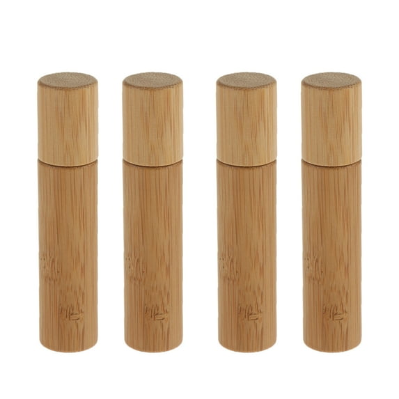 4x Natural Bamboo Empty Essential Oil Perfume Liquid Deodorant Roller Bottles